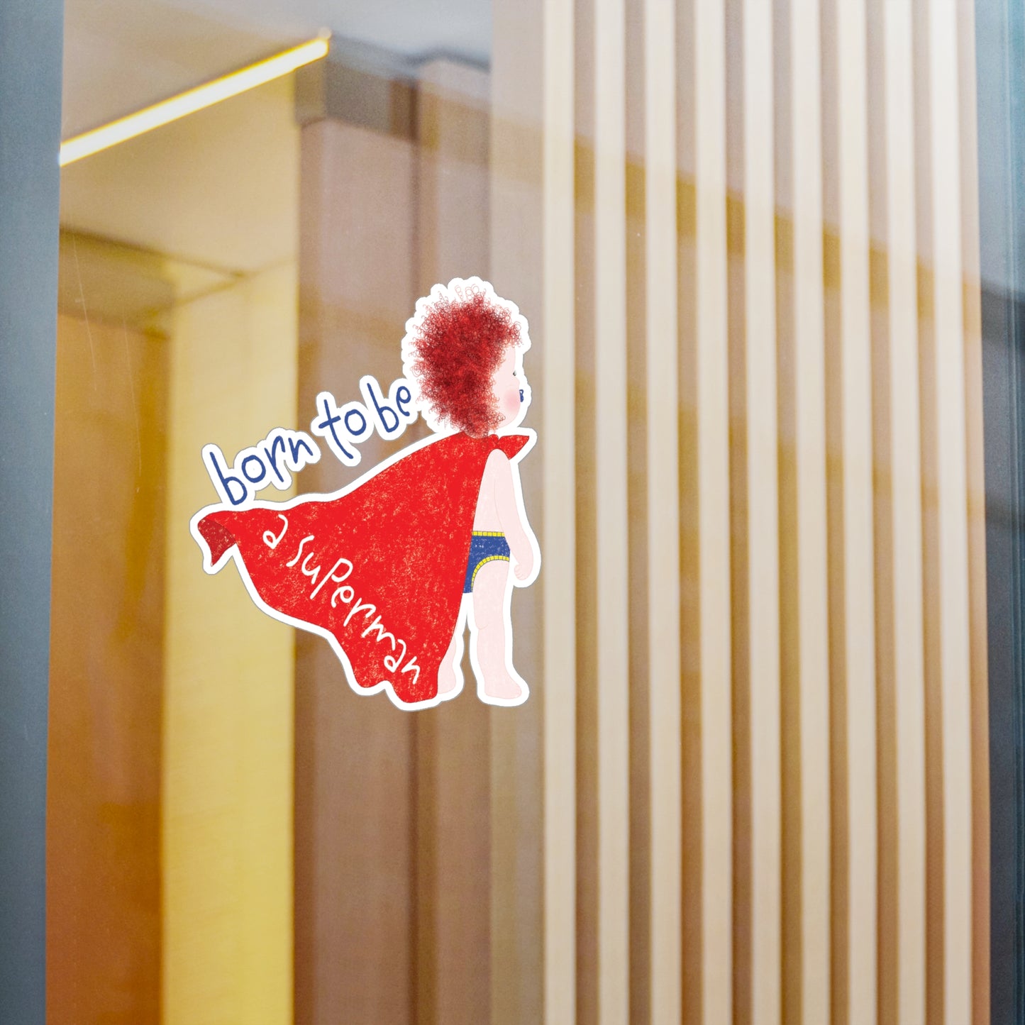 Funny Redhead Superhero Vinyl Wall Decal – Born to Be a Superman | Nursery Wall Sticker for Ginger Baby Rooms