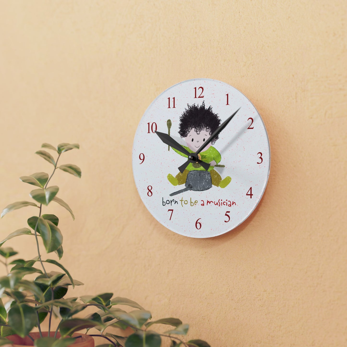 Acrylic Wall Clock - Tick-Tock, Drum O'Clock!