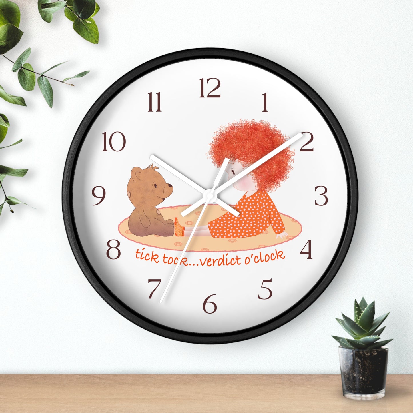 Funny Baby Wooden Wall Clock – Mine Are Bigger (Redhead)