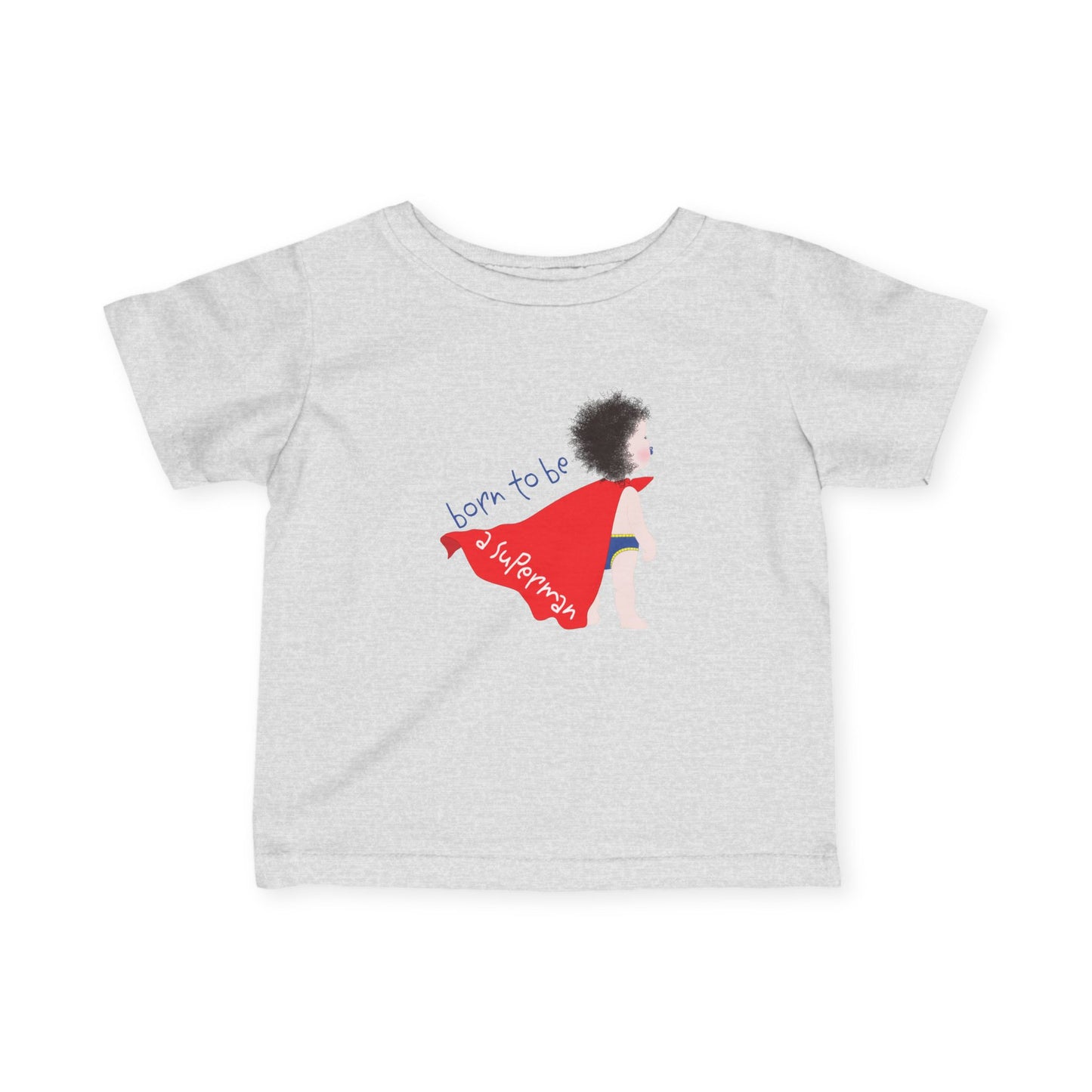 Unique superhero baby clothes for boys – Superman infant t-shirt by Kidlic USA, color: heather