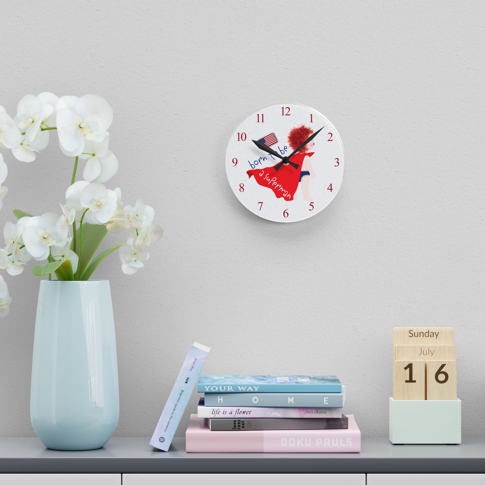 Humorous Superhero Redhead Baby Wall Clock – Perfect Baby Shower Gift from Kidlic USA