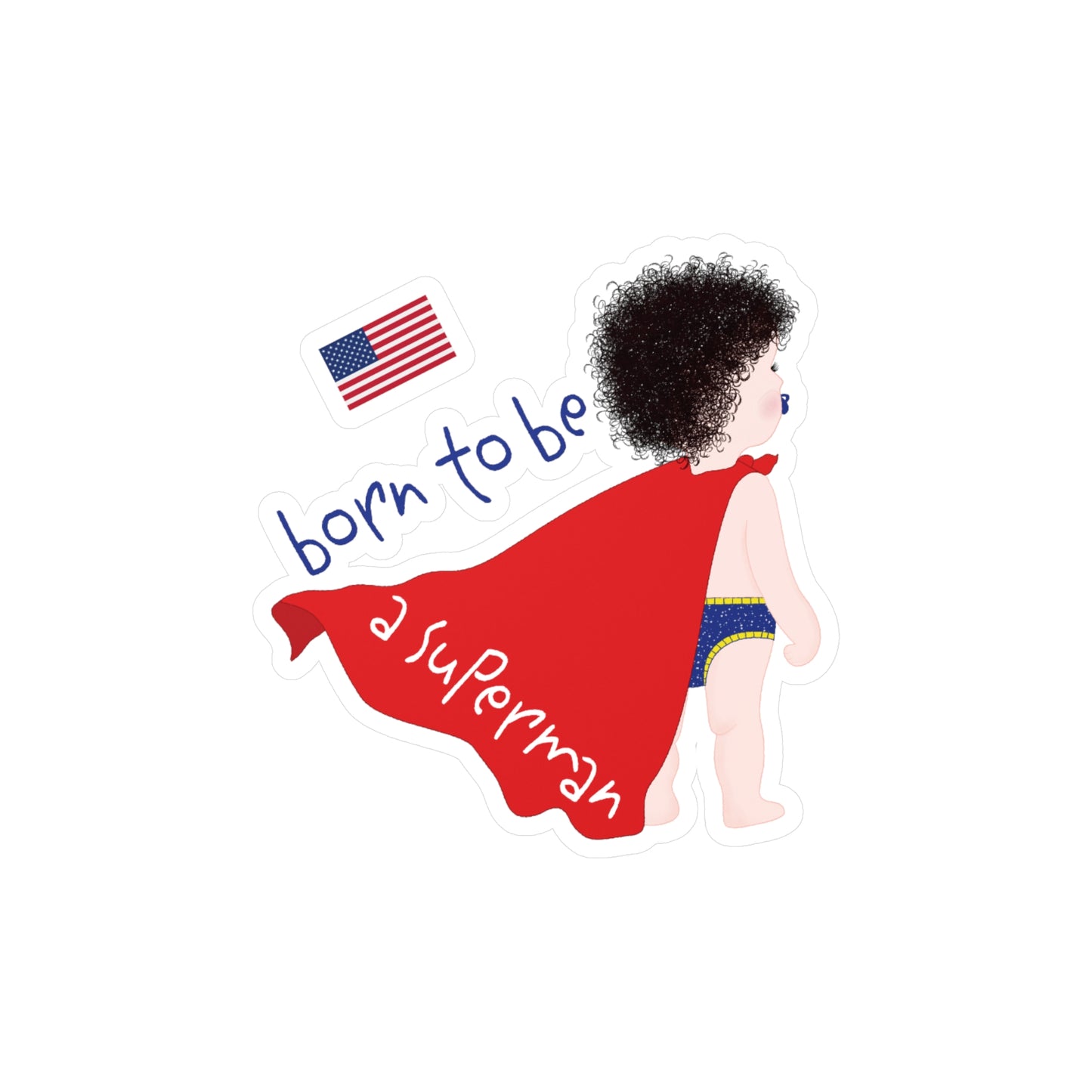 Dark-haired superhero peel and stick wall decal for nursery