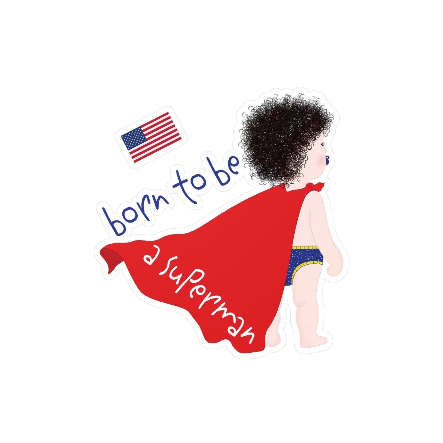 Funny nursery wall decal with dark-haired Superman character