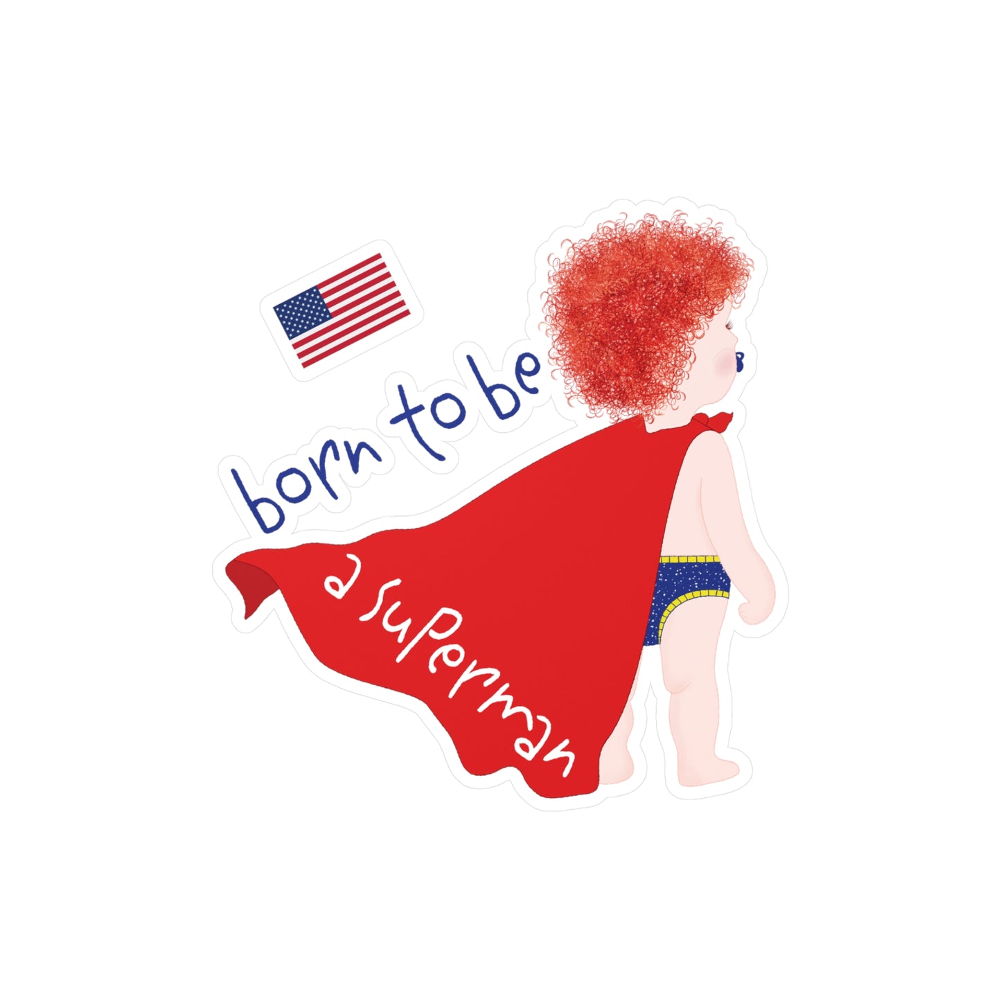 Funny nursery wall decal with red-haired Superman character