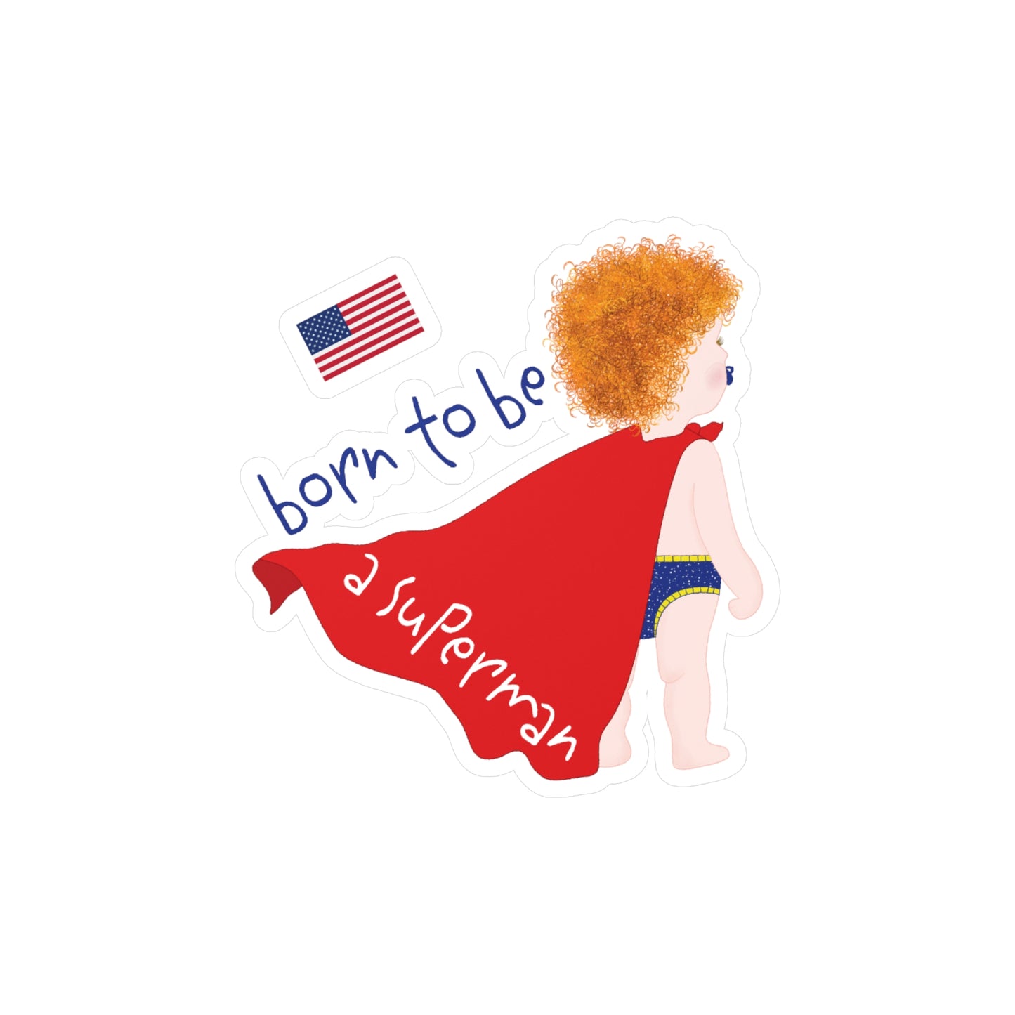 Funny Superman Baby Vinyl Wall Decal (Blonde) | Nursery Wall Decor USA