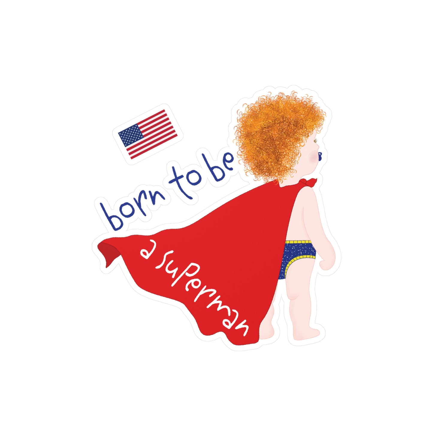 Funny Superman Baby Vinyl Wall Decal (Blonde) | Nursery Wall Decor USA