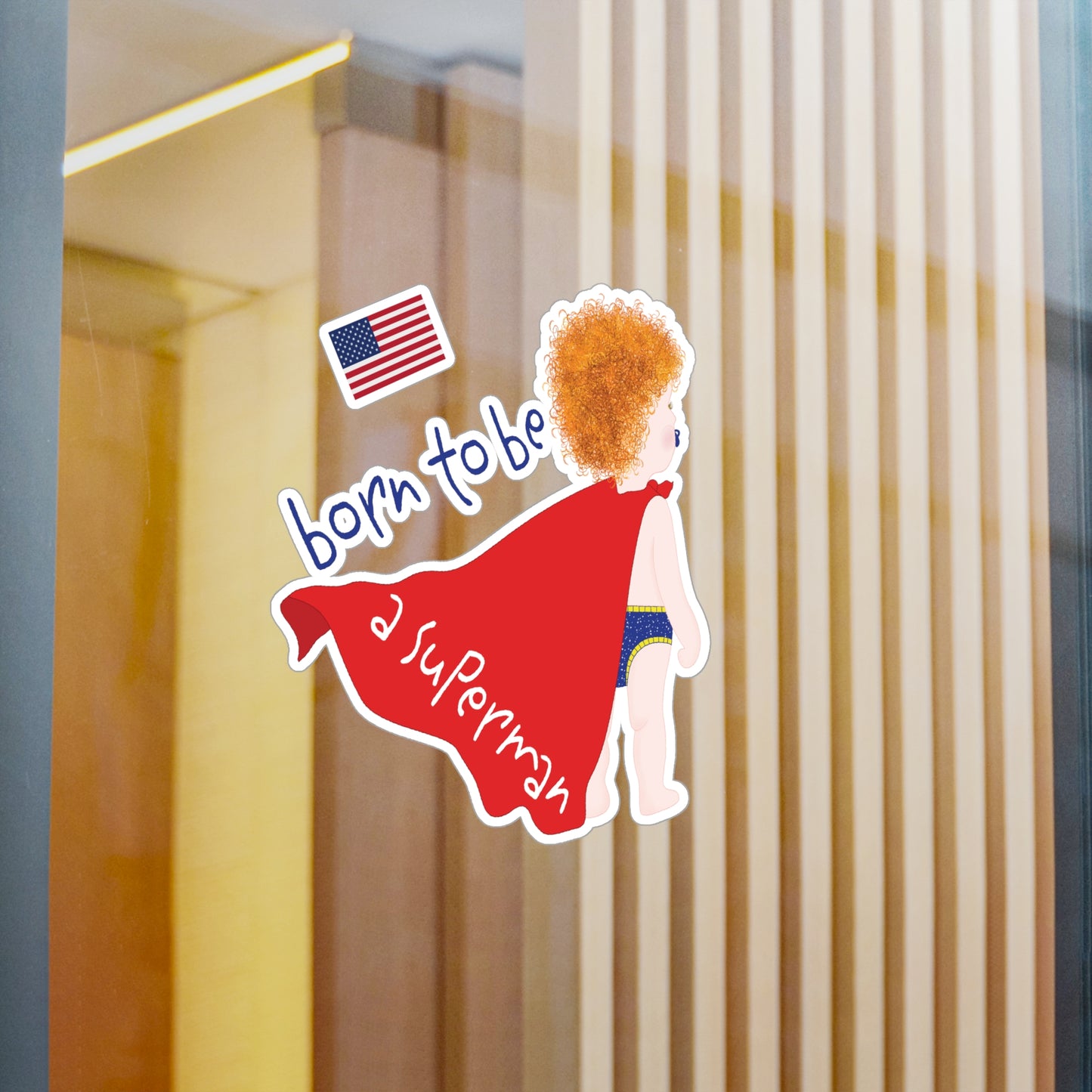 Funny Superman Baby Vinyl Wall Decal (Blonde) | Nursery Wall Decor USA