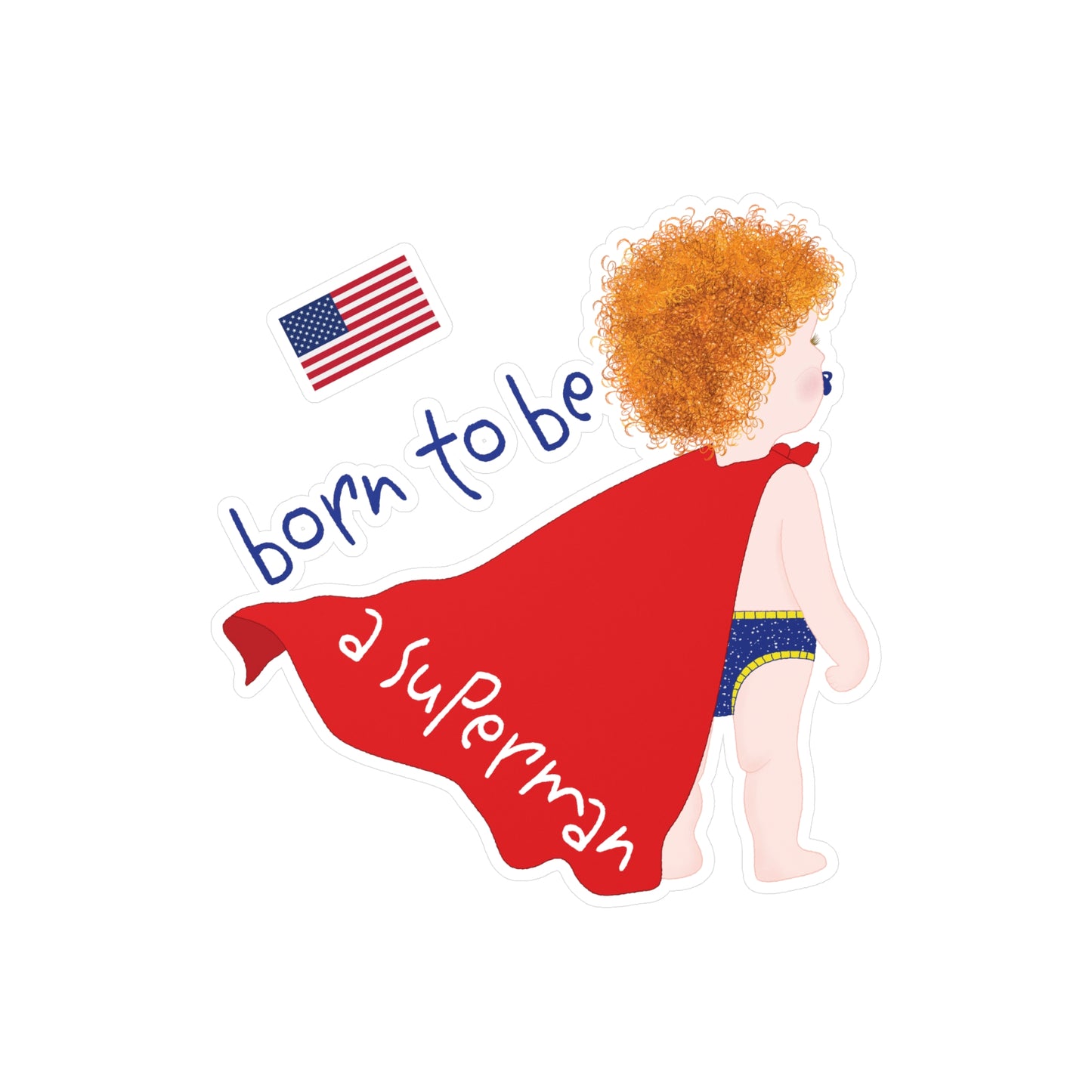 Funny Superman Baby Vinyl Wall Decal (Blonde) | Nursery Wall Decor USA